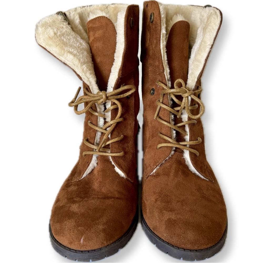 Comfortview Brown Faux Suede The Leighton Weather Boots - Picture 2 of 15